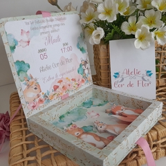 Caixa Convite tema Bosque Encantado Menina- pacote com 10 unidades - Atelie Cor de Flor