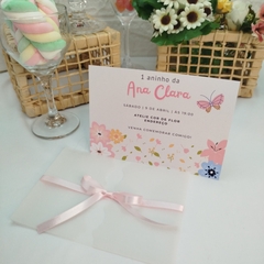 Convite Personalizado tema Borboleta com capa em papel vegetal - Pacote com 10 unidades na internet