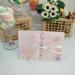 Convite Personalizado tema Borboleta com capa em papel vegetal - Pacote com 10 unidades