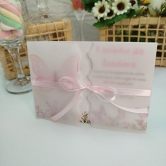 Convite Personalizado tema Borboleta com capa em papel vegetal - Pacote com 10 unidades - comprar online