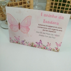 Convite Personalizado tema Borboleta com capa em papel vegetal - Pacote com 10 unidades - loja online