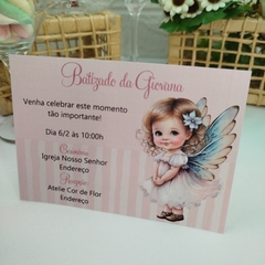 Convite Personalizado tema Batizado com capa em papel vegetal - Pacote com 10 unidades - loja online