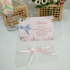 Convite Personalizado Passarinho com capa em papel vegetal - pacote c/ 10 unidades - comprar online
