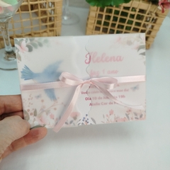Convite Personalizado Passarinho com capa em papel vegetal - pacote c/ 10 unidades na internet