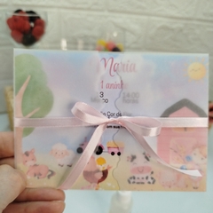 Convite Personalizado Fazendinha com capa em papel vegetal - pacote c/ 10 unidades - comprar online