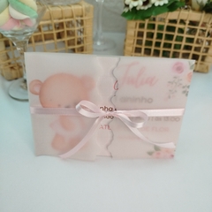 Convite Personalizado Ursinha com capa em papel vegetal - pacote c/ 10 unidades - comprar online