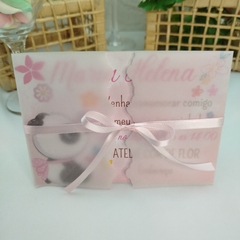 Convite Personalizado Ursinha Panda com capa em papel vegetal - pacote c/ 10 unidades - comprar online