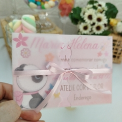 Convite Personalizado Ursinha Panda com capa em papel vegetal - pacote c/ 10 unidades - comprar online