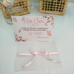 Convite Personalizado Borboleta com capa em papel vegetal - Pacote c/ 10 unidades na internet