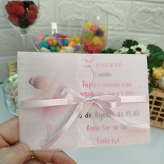 Convite Personalizado Bailarina com capa em papel vegetal - Pacote c/ 10 unidades - comprar online