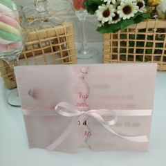 Convite Personalizado Bailarina com capa em papel vegetal - Pacote c/ 10 unidades