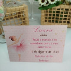 Imagem do Convite Personalizado Bailarina com capa em papel vegetal - Pacote c/ 10 unidades