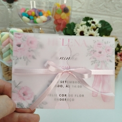 Imagem do Convite Personalizado Bailarina com capa em papel vegetal - Pacote c/ 10 unidades