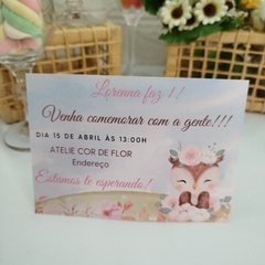 Convite Personalizado Corujinha com capa em papel vegetal - Pacote c/ 10 unidades - Atelie Cor de Flor