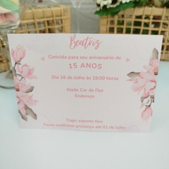 Convite tema Floral com capa em papel vegetal - Pacote c/ 10 unidades - loja online