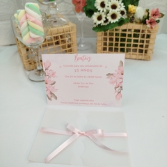 Convite tema Floral com capa em papel vegetal - Pacote c/ 10 unidades na internet