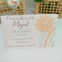 Convite 1a Volta ao Sol com capa em papel vegetal - Pacote c/ 10 unidades