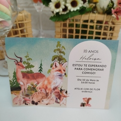 Convite tema Bosque com capa em papel vegetal - Pacote c/ 10 unidades - Atelie Cor de Flor