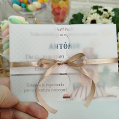 Convite Festa Infantil tema Trenzinho com capa em papel vegetal - Pacote c/ 10 unidades