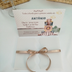 Convite Festa Infantil tema Trenzinho com capa em papel vegetal - Pacote c/ 10 unidades na internet