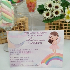 Imagem do Convite Festa Infantil tema Sereia com capa em papel vegetal - Pacote c/ 10 unidades