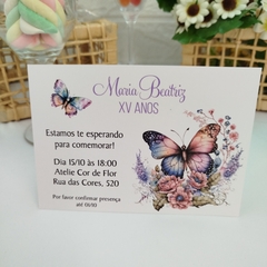 Convite Personalizado Borboleta com capa em papel vegetal - Pacote c/ 10 unidades - loja online