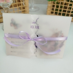 Convite Personalizado Borboleta com capa em papel vegetal - Pacote c/ 10 unidades - Atelie Cor de Flor