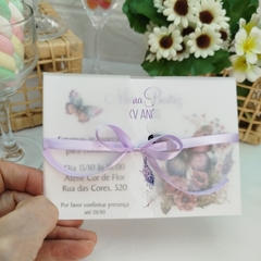 Convite Personalizado Borboleta com capa em papel vegetal - Pacote c/ 10 unidades - comprar online