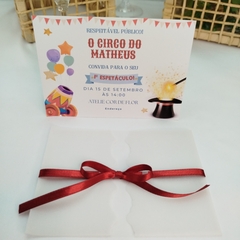 Convite Personalizado tema Circo com capa em papel vegetal - Pacote c/ 10 unidades - comprar online