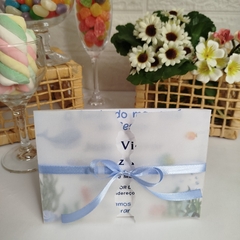 Convite Personalizado Fundo do Mar com capa em papel vegetal - Pacote c/ 10 unidades