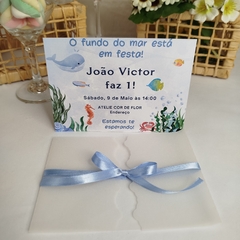 Convite Personalizado Fundo do Mar com capa em papel vegetal - Pacote c/ 10 unidades - loja online