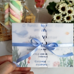 Convite Personalizado Fundo do Mar com capa em papel vegetal - Pacote c/ 10 unidades na internet