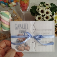 Convite Personalizado Ursinho com capa em papel vegetal - Pacote c/ 10 unidades - loja online