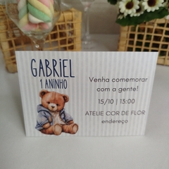 Imagem do Convite Personalizado Ursinho com capa em papel vegetal - Pacote c/ 10 unidades