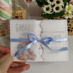 Convite Personalizado Ursinho com capa em papel vegetal - Pacote c/ 10 unidades - comprar online