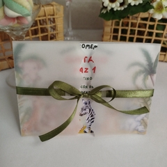 Convite Personalizado Bichinhos do Safari com capa em papel vegetal - Pacote c/ 10 unidades - comprar online