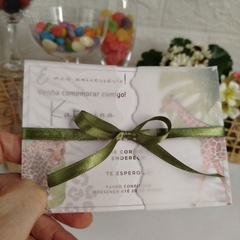 Convite Personalizado Safari com capa em papel vegetal - Pacote c/ 10 unidades na internet