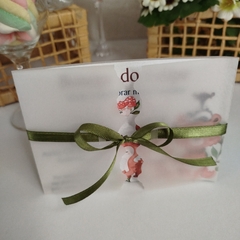 Convite tema Bichinhos do Bosque com capa em papel vegetal - Pacote c/ 10 unidades
