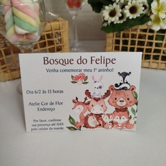 Convite tema Bichinhos do Bosque com capa em papel vegetal - Pacote c/ 10 unidades - loja online