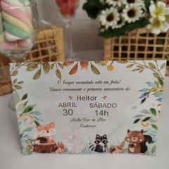 Convite tema Bichinhos do Bosque com capa em papel vegetal - Pacote c/ 10 unidades na internet