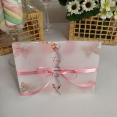 Convite Personalizado Borboletas com capa em papel vegetal - Pacote c/ 10 unidades - Atelie Cor de Flor