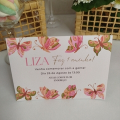 Convite Personalizado Borboletas com capa em papel vegetal - Pacote c/ 10 unidades - Atelie Cor de Flor
