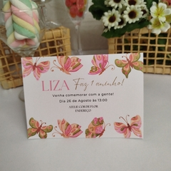 Convite Personalizado Borboletas com capa em papel vegetal - Pacote c/ 10 unidades