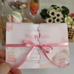 Convite Chá de Bebe Ursinha com capa em papel vegetal - Pacote c/ 10 unidades - comprar online