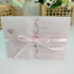 Convite Personalizado Bailarina com capa em papel vegetal - Pacote c/ 10 unidades - Atelie Cor de Flor