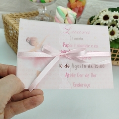 Convite Personalizado Bailarina com capa em papel vegetal - Pacote c/ 10 unidades - loja online