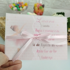 Convite Personalizado Bailarina com capa em papel vegetal - Pacote c/ 10 unidades na internet