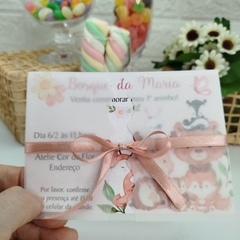 Convite tema Bichinhos do Bosque com capa em papel vegetal - Pacote c/ 10 unidades - comprar online