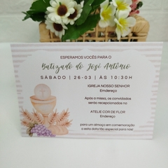Convite tema Batizado com capa em papel vegetal - Pacote com 10 unidades - loja online