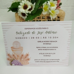 Convite tema Batizado com capa em papel vegetal - Pacote com 10 unidades na internet